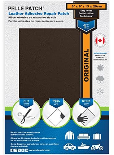 Pelle Patch - Ledersitze reparaturset Auto - Kunstleder selbstklebend braun - In 25 Farben erhältlich - Original 13cm x 20cm - Braun von Pelle Patch