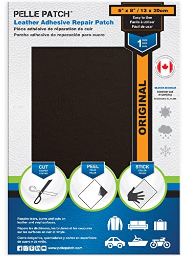 Pelle Patch - Ledersitze reparieren - In 25 Farben erhältlich - Original 13cm x 20cm - Dunkelbraun von Pelle Patch