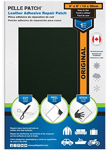 Pelle Patch - Reparatur Patches selbstklebend - In 25 Farben erhältlich - Original 13cm x 20cm - Dunkelgrün von Pelle Patch