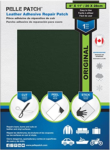 Pelle Patch - Leder reparaturpflaster - In 25 Farben erhältlich - Original 20cm x 28cm - Mittelgrün von Pelle Patch
