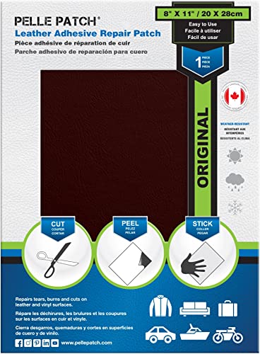 Pelle Patch - Leder patchband - In 25 Farben erhältlich - Original 20cm x 28cm - Weinrot von Pelle Patch