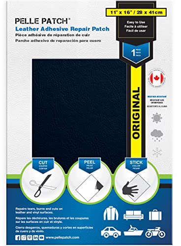 Pelle Patch - Selbstklebender Patch zur lederreparatur - In 25 Farben erhältlich - Original 28cm x 41cm - Dunkelblau von Pelle Patch