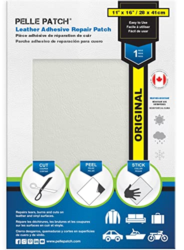 Pelle Patch - Flicken für autositze - In 25 Farben erhältlich - Original 28cm x 41cm - Weiß von Pelle Patch
