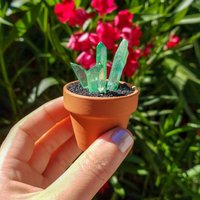 Green Aura Quarz Kristall Kaktus Terrakotta Topf Für Immer Pflanze von PellegriniDesigns