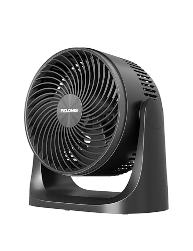 Pelonis 3 stufiger Luftzirkulationsventilator 18 cm Kompakt Tischventilator mit 100° Neigung, Leiser Betrieb für Schlafzimmer & Büro Energieeffizienter Schwarz Ventilator von Pelonis