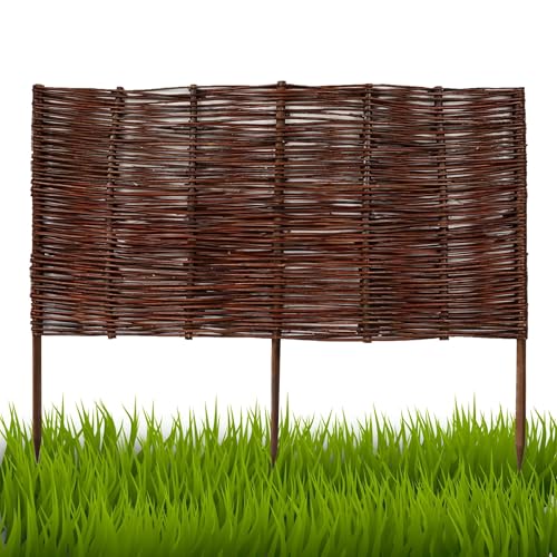 Floranica 1 Stück Beetbegrenzung aus Weide 40 cm x 100 cm Rasenkante aus Weidengeflecht Beeteinfassung Rasenkante Beetzaun Weidenzaun Palisade Abtrennung von Blumenbeetwegen Gartenbeeten von Floranica