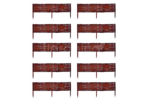 Floranica 10 Stück Beetbegrenzung aus Weide 30 cm x 100 cm Rasenkante aus Weidengeflecht Beeteinfassung Rasenkante Beetzaun Weidenzaun Palisade Abtrennung von Blumenbeetwegen Gartenbeeten von Floranica
