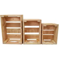 Floranica Holzkiste Lärche Natur 3er Set Gartendeko Aufbewahrungsboxen von Floranica