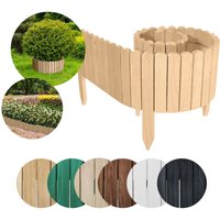 Rollzaun aus Holz Rasenkante Beeteinfassung Gartenzaun 200 x 40 cm Natur von Floranica