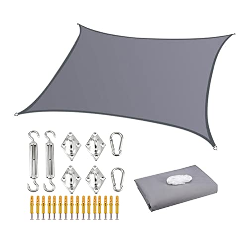 Gray Sun Shade Sail Rectangle Waterproof Outdoor Garden Patio Party Sunscreen Awning 2x3m 3x5m 4x6m Canopy 98% UV Block with Free Rope and Fixing Kit, Multiple Sizes PenKee von PenKee