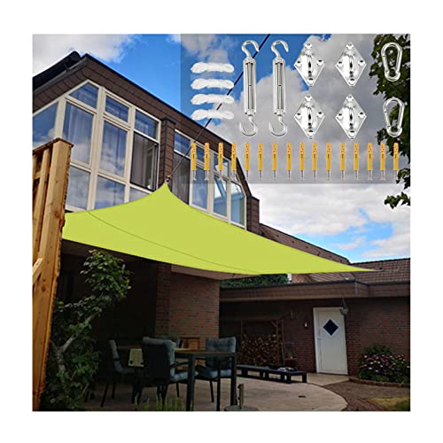 Rectangle Sun Shade Sail Canopy, Waterproof Shade Cloth Outdoor Sunshade Cover Oxford Fabric Awning Shelter with Fixing Kit for Pergola Backyard Garden Carport, Yellow-Green PenKee von PenKee