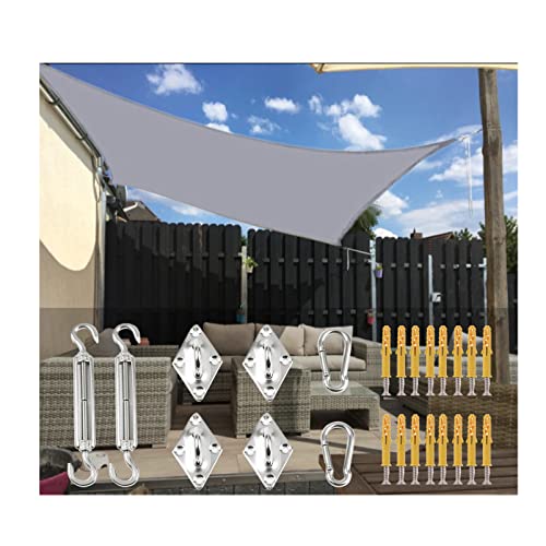 Sun Shade Sail Garden Balcony Sunshade Cloth with Mounting Ropes and Fixing Kit Sunscreen Awning Canopy Water Resistant Shade Dispenser 98% UV Block, Grey PenKee von PenKee