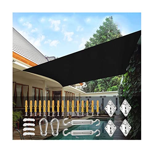 Waterproof Sun Shade Sails Rectangle Canopy 98% UV Block Sunscreen Awning Cover with Rope Fixing Kits for Outdoor Patio Lawn Garden Yard Balcony, Black PenKee von PenKee