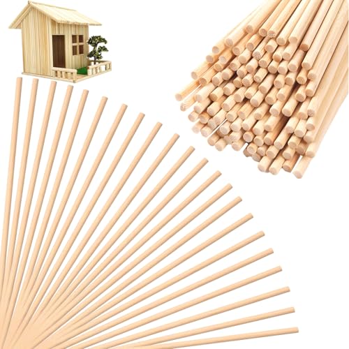 Natürliche Holzstäbe zum Basteln, 25 cm x 5 mm, Hartholz-Basteldübel, vorgeschnittene Holzdübel für DIY-Projekte, Kuchendekoration, Kuchendübel, Holzstützstäbe, 100 Stück Natürliche Holzstäbe zum Basteln, 25 cm x 5 mm, Hartholz-Basteldübel, vorgeschnittene Holzdübel für DIY-Projekte, Kuchendekoration, Kuchendübel, Holzstützstäbe, 100 Stück von Penbin