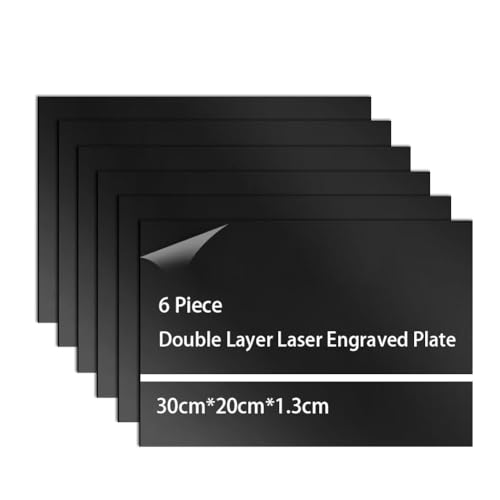 ABS Kunststoffplatte 30 x 20 cm, Laser Gravur Platte, Lasergravur Kunststoffplatte 3mm Gravurplatte, Laser Rohlinge zum Gravieren, Gemälde, DIY Basteln Schneiden Heimdekoration (schwarze, 6 Stück) von Penbinmall