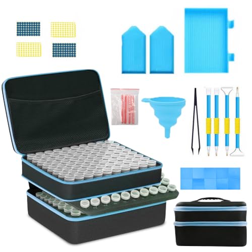 Penbinmall Diamantmalerei Aufbewahrungsbox-Set 240 Teile mit Organisationskoffer, Trichter & Sticker - 5D-Diamantmalerei-Zubehör für strukturierte DIY-Projekte - Blauer Koffer mit Mehrfachfächern Penbinmall Diamantmalerei Aufbewahrungsbox-Set 240 Teile mit Organisationskoffer, Trichter & Sticker - 5D-Diamantmalerei-Zubehör für strukturierte DIY-Projekte - Blauer Koffer mit Mehrfachfächern von Penbinmall