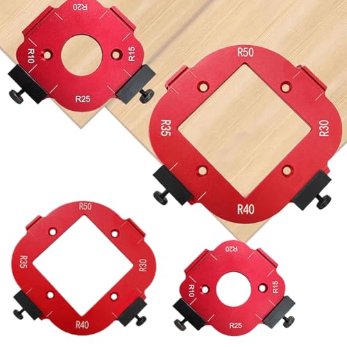 Radius Jig Router Aluminiumlegierung Schablone 2 Teiliges - Router Tisch Ecken Ecklehren Schablonen Set für Holzbearbeitung R10 R15 R20 R25 R30 R35 R40 R50 2 Stück 4 in 1 Radius Routing Vorlagen von Penbinmall