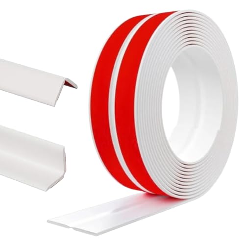 Selbstklebend Kantenschutz -sockelleiste selbstklebend für Türen, Fenster, Wände, Küche, Fliesen - Wasserdichte Rolle, PVC-Gummi Kantenschutzprofil, Elastischer Eckschutz, Weiß 4cmX8M von Penbinmall