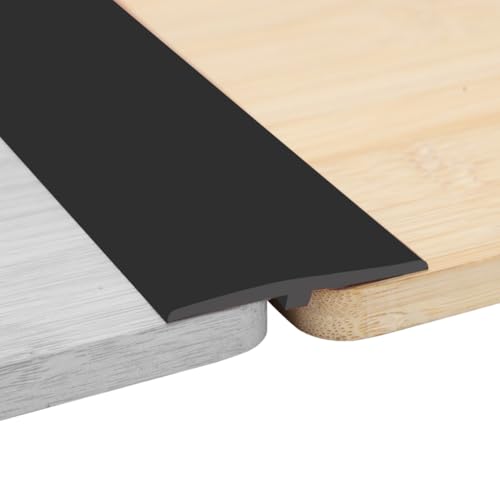 Übergangsprofil Selbstklebend 5cm x 3m - T Profil Übergangsleiste Selbstklebender Türschwellen Leiste PVC Flache Spaltabdeckung, Übergangsleiste Bodenleiste Fußböden Abdeckleisten (Schwarz) von Penbinmall