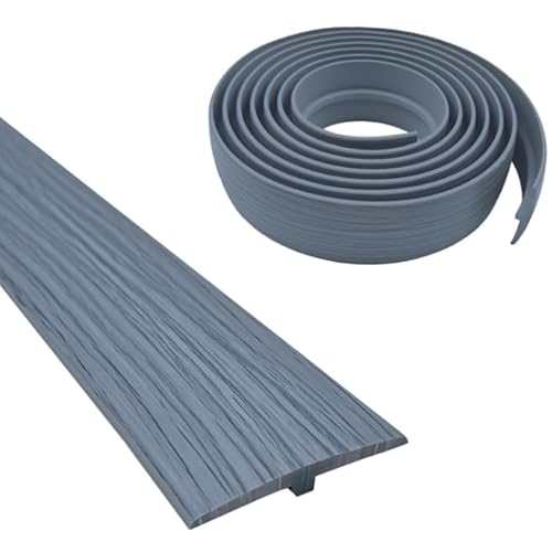 Übergangsprofil Selbstklebend Grauholz - T Profil Übergangsleiste, Selbstklebender Türschwellen, Leiste PVC Flache Spaltabdeckung, Übergangsleiste Fußböden Abdeckleisten für Türschwellen, 5cm x 3m von Penbinmall