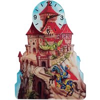 Pendeluhr, Uhr Pendel, Ritter Drache Burg Pendeluhr Wanduhr Kinderuhr - Pendelart Acryl Uhren Mit Charakter von PendelArt