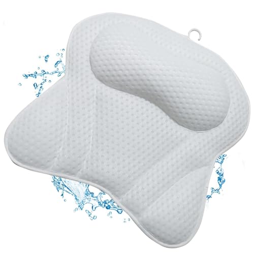 Penelife Badewannenkissen mit 6 Saugnäpfen - Ergonomisches Badekissen mit 4D Luftmaschen Technologie - Nackenkissen für eine optimale Entspannung - Badewannen Kissen weiß von Penelife