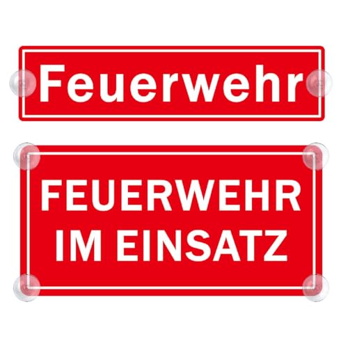 2er Saugnapfschild Set - Feuerwehr Schild für Auto mit Saugnapf 5x20cm - Feuerwehr im Einsatz Autoschild aus Acrylschild 10x20cm - Geschenke für Feuerwehrmann Windschutzscheibe 2er Saugnapfschild Set - Feuerwehr Schild für Auto mit Saugnapf 5x20cm - Feuerwehr im Einsatz Autoschild aus Acrylschild 10x20cm - Geschenke für Feuerwehrmann Windschutzscheibe von PengBoy