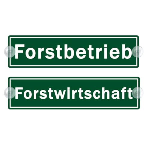 2er Saugnapfschild Set - Forstbetrieb Schild für Auto mit Saugnapf - Forstwirtschaft Autoschild aus Acrylschild - Forst Geschenke für Forstwirt Windschutzscheibe 50x200mm von PengBoy