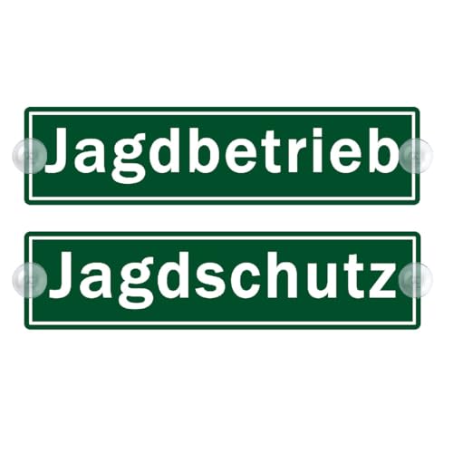 2er Saugnapfschild Set - Jagdbetrieb Schild für Auto mit Saugnapf - Jagdschutz Autoschild aus Acrylschild - Geschenke für Jäger Windschutzscheibe 50x200mm von PengBoy