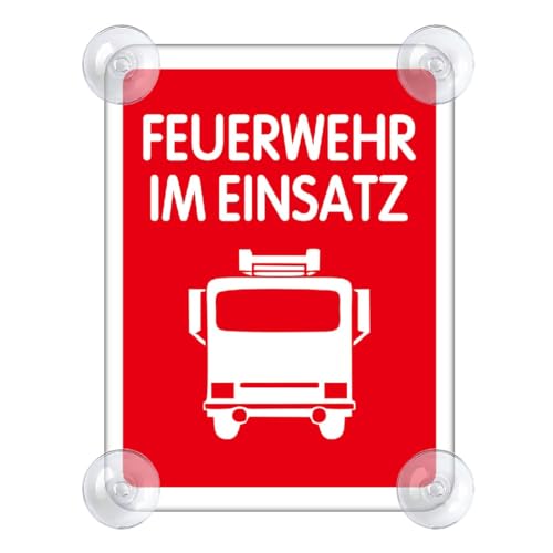 Feuerwehr Im Einsatz Schild für Auto mit 4x Saugnapf - Feuerwehr Saugnapfschild aus Acrylschild - Autoschild Geschenke für Feuerwehrmann Windschutzscheibe 90x120mm Feuerwehr Im Einsatz Schild für Auto mit 4x Saugnapf - Feuerwehr Saugnapfschild aus Acrylschild - Autoschild Geschenke für Feuerwehrmann Windschutzscheibe 90x120mm von PengBoy