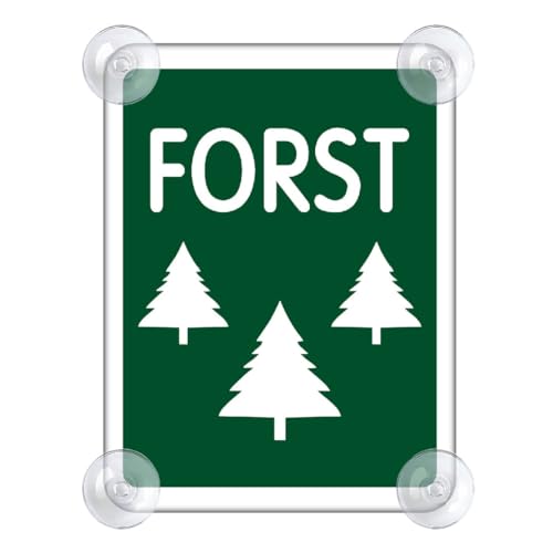 Forst Schild für Auto mit 4x Saugnapf - Wald Saugnapfschild aus Acrylschild - Autoschild Geschenke für Forstwirt Windschutzscheibe 90x120mm von PengBoy