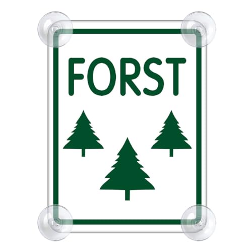 Forst Schild für Auto mit 4x Saugnapf - Wald Saugnapfschild aus Acrylschild - Forst Autoschild Geschenke für Forstwirt Windschutzscheibe 90x120mm von PengBoy