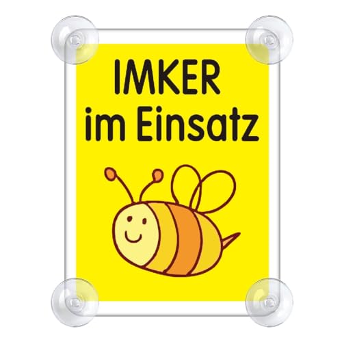 Imker Im Einsatz Schild für Auto mit 4x Saugnapf - Honig Bienen Saugnapfschild aus Acrylschild - Imker Im Einsatz Autoschild für Windschutzscheibe 90x120mm Imker Im Einsatz Schild für Auto mit 4x Saugnapf - Honig Bienen Saugnapfschild aus Acrylschild - Imker Im Einsatz Autoschild für Windschutzscheibe 90x120mm von PengBoy