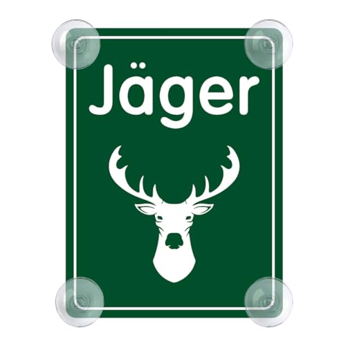 Jäger Schild für Auto mit 4x Saugnapf - Jagd Saugnapfschild Autoschild Acrylschild für Jäger Windschutzscheibe 90x120mm Jäger Schild für Auto mit 4x Saugnapf - Jagd Saugnapfschild Autoschild Acrylschild für Jäger Windschutzscheibe 90x120mm von PengBoy