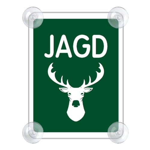 Jagd Schild für Auto mit 4x Saugnapf - Jagen Saugnapfschild aus Acrylschild - Wald Autoschild Geschenke für Jäger Windschutzscheibe 90x120mm von PengBoy