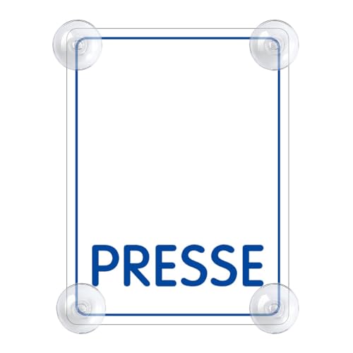 Presse Schild für Auto mit 4x Saugnapf - Presse Saugnapfschild Autoschild Acrylschild für Windschutzscheibe 90x120mm Presse Schild für Auto mit 4x Saugnapf - Presse Saugnapfschild Autoschild Acrylschild für Windschutzscheibe 90x120mm von PengBoy