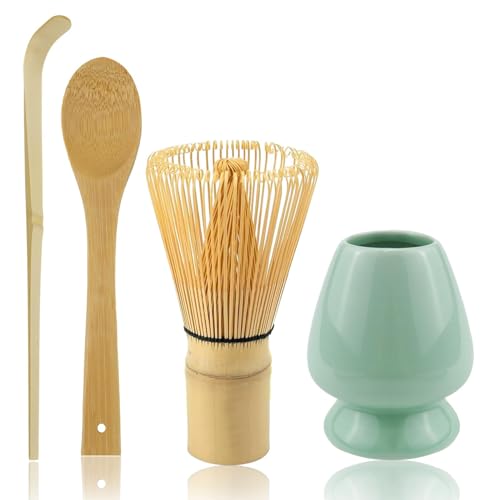 PengGengA Japanisches Teeset Matcha Besen 4-Teiliges Set Matcha-Schneebesen, Traditionelle Schaufel, Teelöffel, Schneebesenhalter Japanisches Zubehör für Matcha-Zeremonie PengGengA Japanisches Teeset Matcha Besen 4-Teiliges Set Matcha-Schneebesen, Traditionelle Schaufel, Teelöffel, Schneebesenhalter Japanisches Zubehör für Matcha-Zeremonie von PengGengA