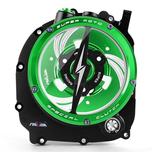 PengHuas Motorräder Motorschut Motorrad Geändert Transparent Kupplung Gehäuse Platte Schutz Fall Für Kawasaki Z900 ZR900 Z900RS 2017-2023 Kurbelgehäuse Kupplungsdeckel (Color : Green) von PengHuas