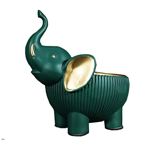 Dekorative Schale Harz Elefant Skulptur Schlüsselschale Waschtisch Tablett Schlüssel Kleinigkeiten Behälter Süßigkeitenschüssel (Farbe: Grün, Größe: 25 x 18 x 27 cm) von PengTaoHome
