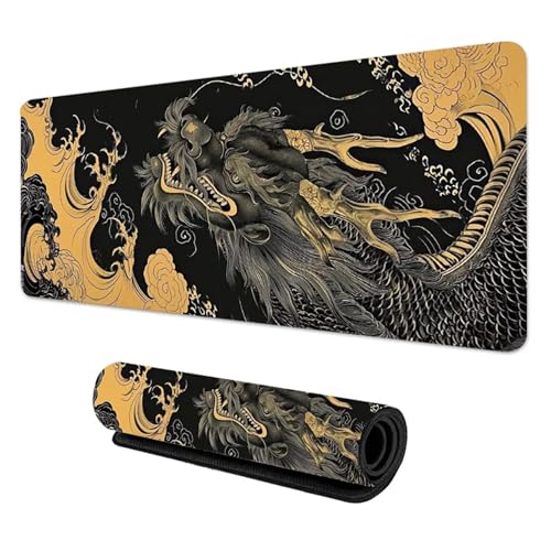 Chinesischer Drache Mauspad Tastatur Mousepad XXL Große Mausmatten Spiel Gaming Zubehör Büro Computer PC Gamer Laptop Schreibtischunterlage(Dragon-2,400x900x3mm) von Pengchang