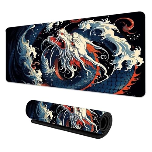 Chinesischer Drache Mauspad Tastatur Mousepad XXL Große Mausmatten Spiel Gaming Zubehör Büro Computer PC Gamer Laptop Schreibtischunterlage(Dragon-5,400x800x3mm) von Pengchang