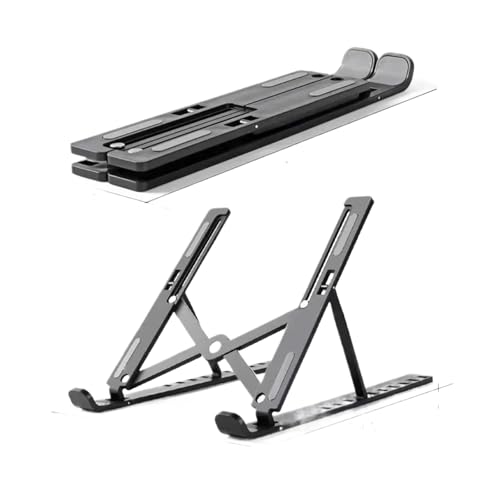 Pengchang Faltbarer Laptop-Ständer, 10 Positionen verstellbar, tragbarer Notebook-Stützbasishalter, ABS-Laptop-Halter for Laptop-Zubehör(10 Position Black) von Pengchang