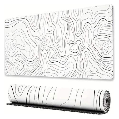 Mauspad, großes Tastatur-Maus-Schreibtischpad, rutschfestes Gummi-Gaming-Mauspad, Laptop-Mausteppich(White line Table mat,400x900x2MM) von Pengchang