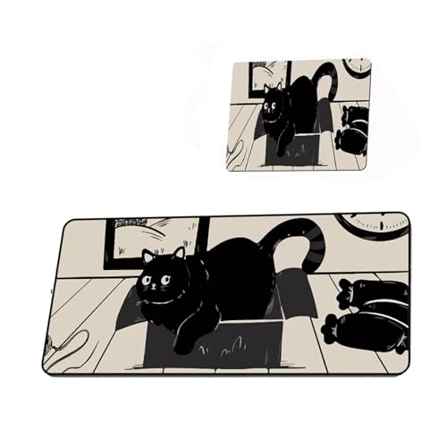 Pengchang Niedliches Mousepad Katze Einfaches kreatives Mauspad Kawaii Große Schreibtischmatte Teppichunterlage Computerzubehör Tastatur Wasserdichtes Mauspad(5,300x600x2MM) von Pengchang