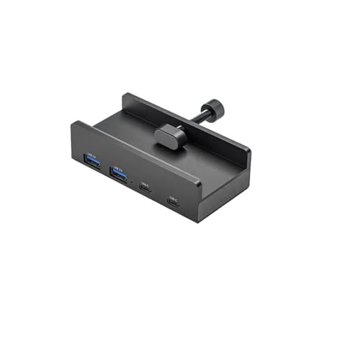 Clip Typ USB 3.0 HUB Legierung Externe Multi 4 Ports USB Splitter Adapter TF Karte Slot Hub Erweiterung Docking Station for Tisch PC(2usb 2typeC Black) von Pengchang