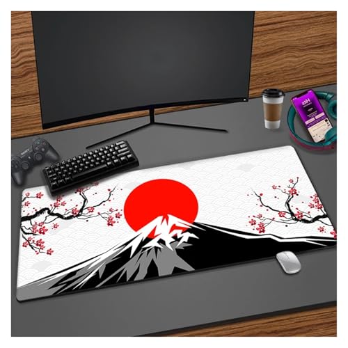 Pengchang Pink Sakura Süßes Mauspad Gaming Kirschblüten Mousepad XXL Kawaii Tastaturmatte Matte rutschfeste Laptop Fuji Schreibtischmatten(10,400x800x3mm) von Pengchang