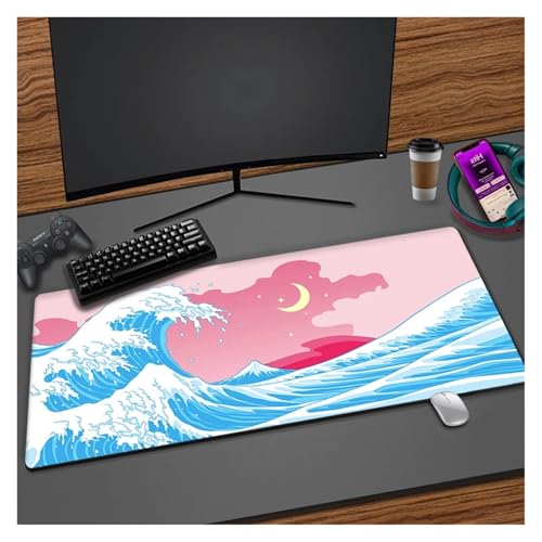Pengchang Pink Sakura Süßes Mauspad Gaming Kirschblüten Mousepad XXL Kawaii Tastaturmatte Matte rutschfeste Laptop Fuji Schreibtischmatten(7,400x900x5mm) von Pengchang