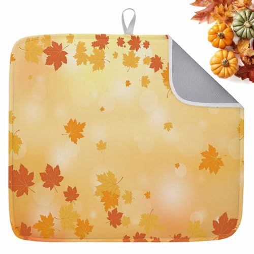 Abtropfmatte für den Herbst, Orange, Erntedankfest, Abtropfmatte für Küchentheke, Ahornblätter, saugfähige Mikrofaser, schnell trocknende Matten, Herbstgeschirr, Abtropfgestell, Herbstdekoration, 45,7 Abtropfmatte für den Herbst, Orange, Erntedankfest, Abtropfmatte für Küchentheke, Ahornblätter, saugfähige Mikrofaser, schnell trocknende Matten, Herbstgeschirr, Abtropfgestell, Herbstdekoration, 45,7 von Pengeelia