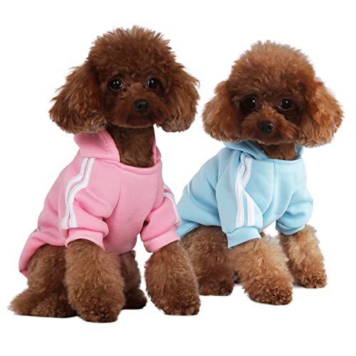 Mode Hund Hoodie Hundekleidung Streetwear Reine Baumwolle Sweatshirt Hund Katze Welpe klein mittelgroß Mode Outfit (Hellblau/Rosa, M) von PenghaiYunfei