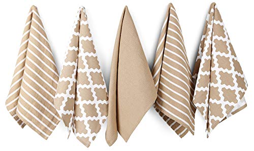 Penguin Home Premium-Geschirrtuch aus 100% Reiner Baumwolle für die Küche, Set mit 5 Küchentüchern, weiche und langlebige Küchentücher, Handtuch-Set, maschinenwaschbar, 65 x 45 cm, Farbe – Beige von Penguin Home